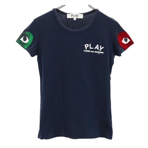 プレイコムデギャルソン 2009年 日本製 プリント 半袖 Tシャツ M ネイビー系 PLAY COMME des GARCONS レディース プレイコムデギャルソン 2009年 日本製 プリント 半袖 Tシャツ M