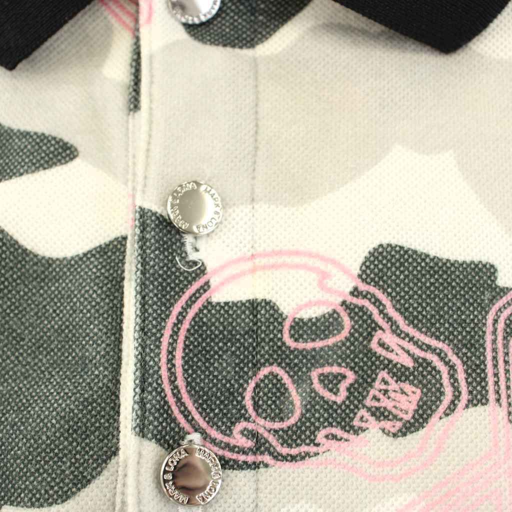 新品 MARK&LONA 胸ワッペン スカル ポロシャツ MLM-1B-AP32 新品 MARK&LONA 胸ワッペン スカル ポロシャツ MLM-1B-AP32