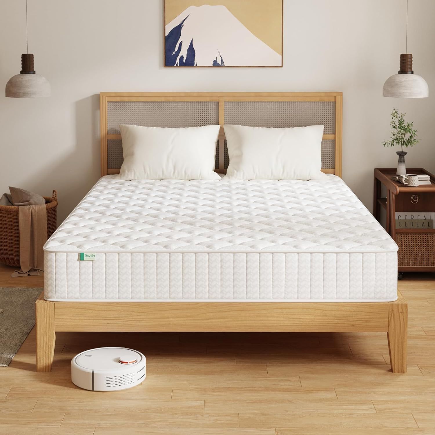 Novilla マットレス セミダブル 厚20cm 硬め ポケットコイル 硬さ180N 高反発 32D高密度 独立コイル493個 体圧分散 通気恒温 ベッドマットレス 通気性 寝返りサポート スプリング mattress 静音 底付き感無し
