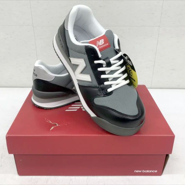 D 9184 ニュー ンス ポートランド 安全靴 作業靴 靴 くつ 軽量 幅広 JSAA A種 ひも シューレース 耐油ラバー 281 BLK GRY WHT 24.5 cm