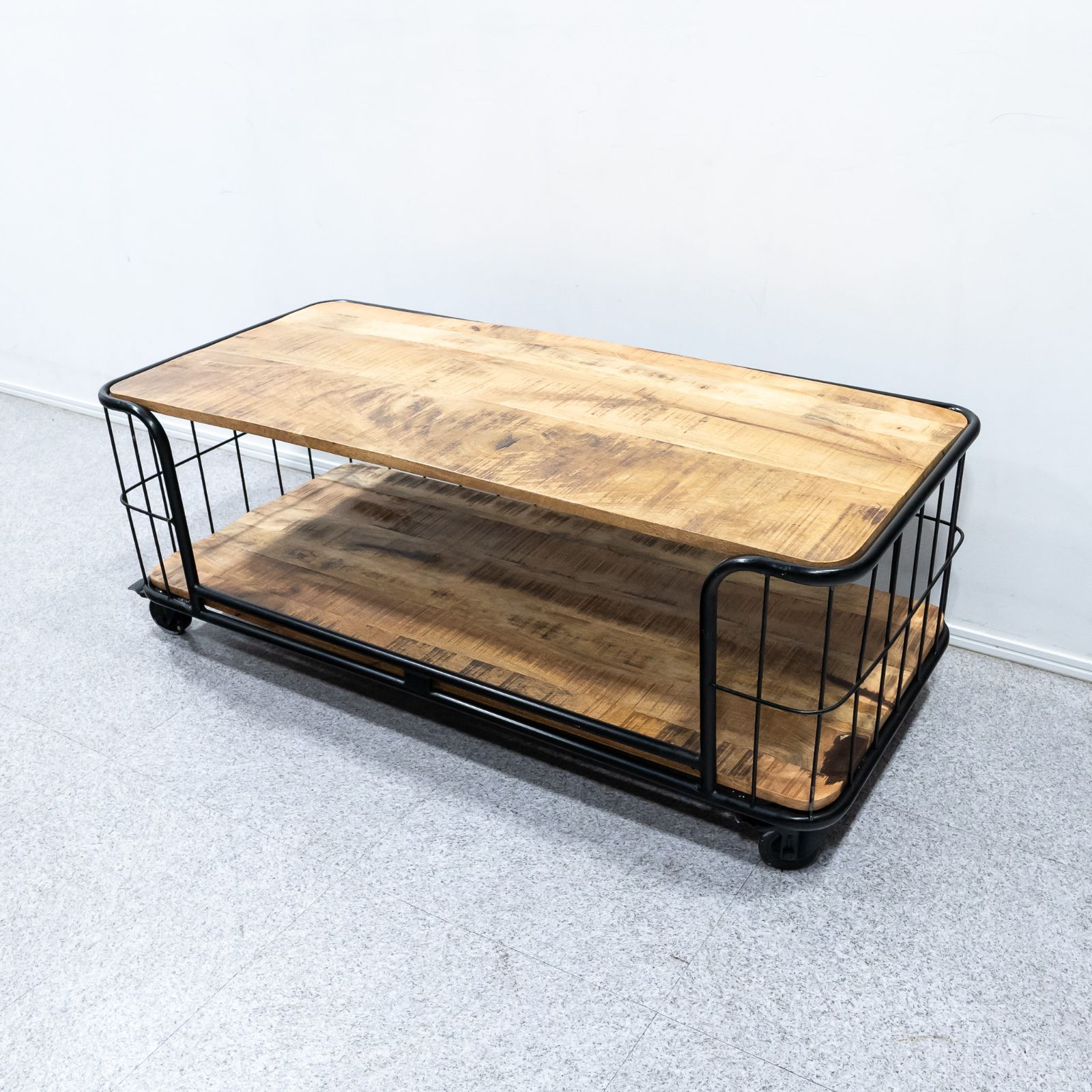 【展示品】Knot antiques ノットアンティークス MALAN TABLE RACK 1200 マランテーブルラック キャスター付 ブラック インダストリアル 定価8万【3】