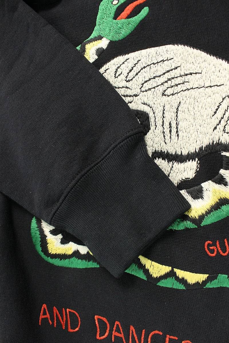 グッチ 19SS 569828 XJA47 ストーン装飾スカルスネークエンブロイ 