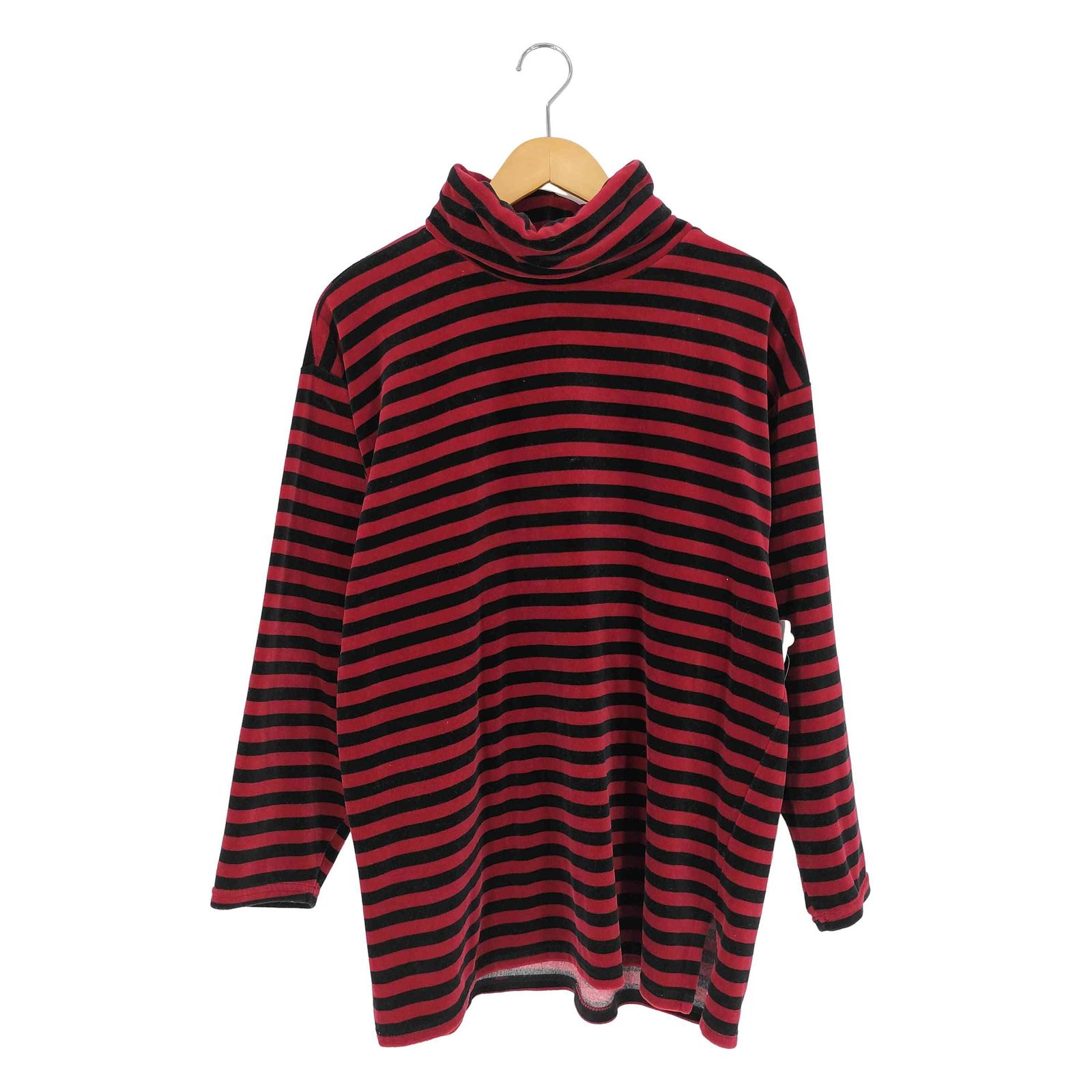 ユーズドフルギ USED古着 {{SAG HARBOR}} ボーダー ベロア タートルネック トップス メンズ import：L 