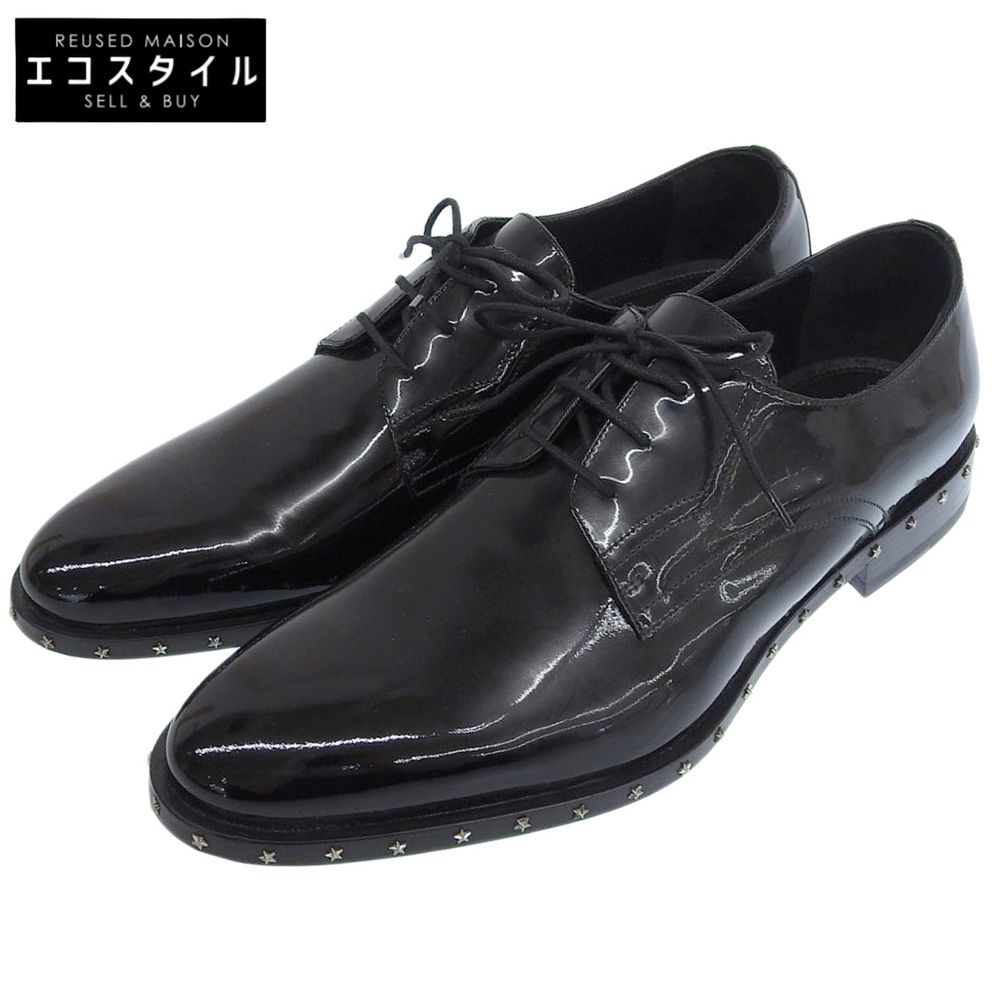 JIMMY CHOO ジミーチュウ JIMMY CHOO ジミーチュウ AXEL パテントレザー スタースタッズ プレーントゥ シューズ メンズ ブラック 41 41