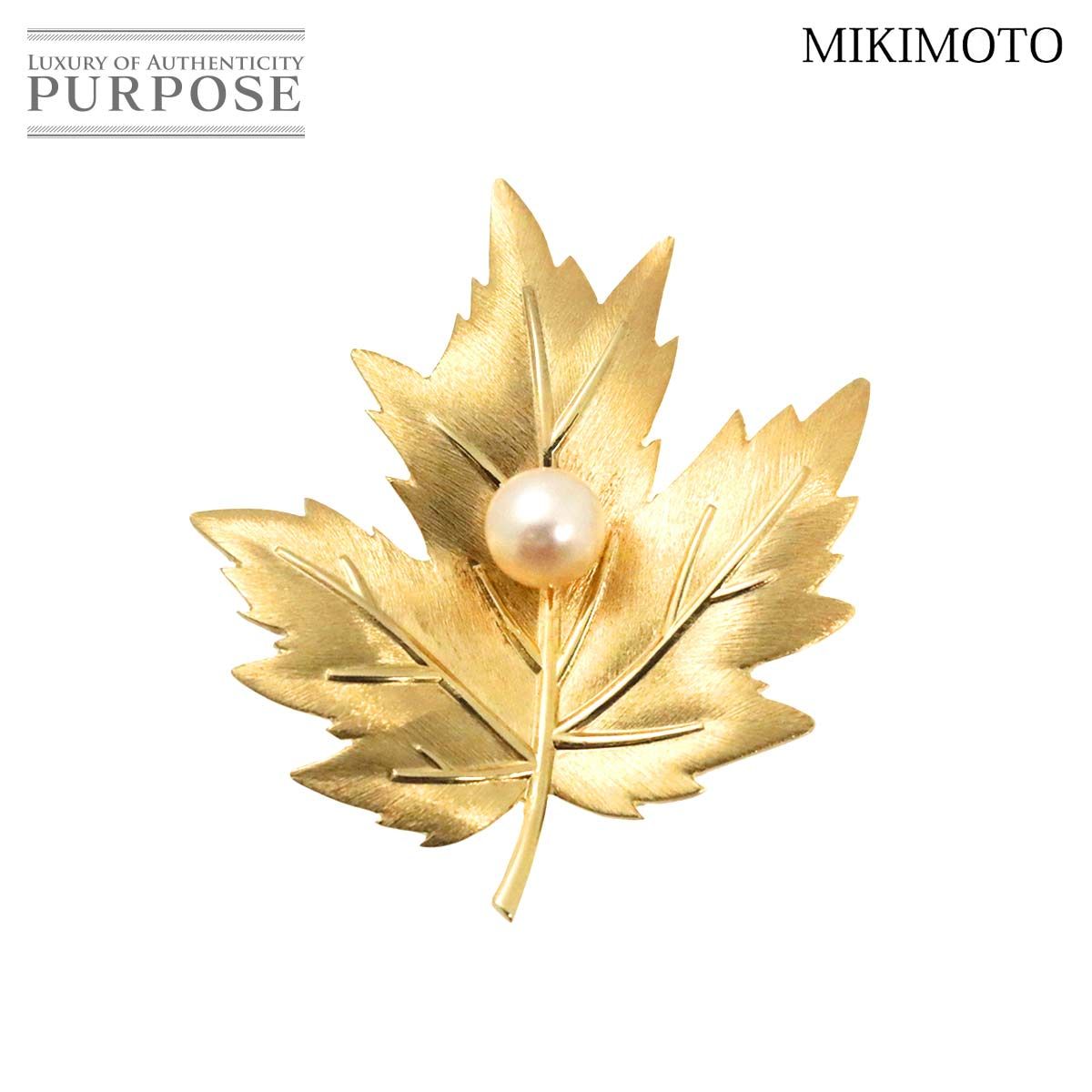 ミキモト MIKIMOTO アコヤ真珠 6.5mm ブローチ K14 YG イエロー