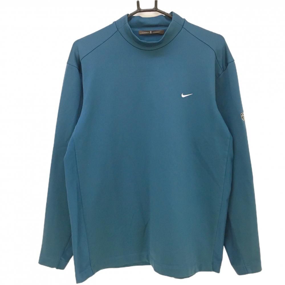 【超美品】ナイキ 長袖ハイネックシャツ ブルーグリーン シンプル タイガーウッズ メンズ L　G　G ゴルフウェア NIKE
