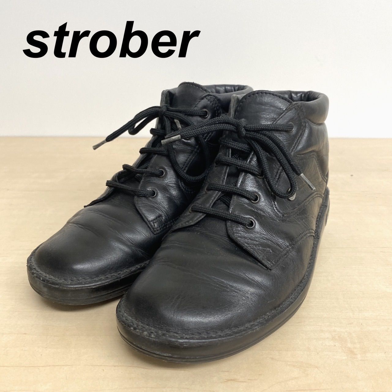 ストロバー strober レザーウォーキング シューズ 23 コンフォート 黒 - 靴
