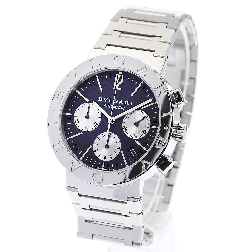 BVLGARI BB38BSLDCH 自動巻きクロノグラフ アリゲーターレザー ブルガリ ブルガリ・ブルガリ クロノグラフ アリゲーターレザー
