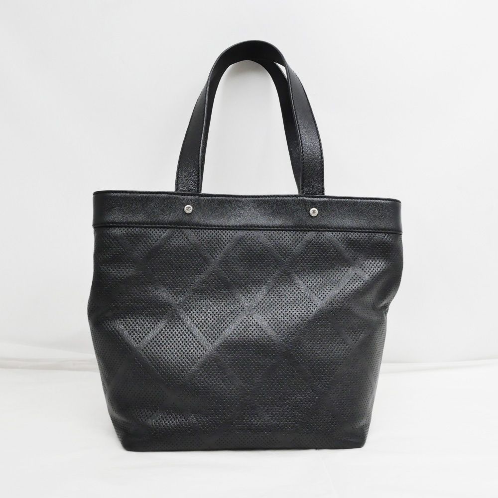 名東】【CHANEL】シャネル パンチングレザートートバッグ 肩掛け