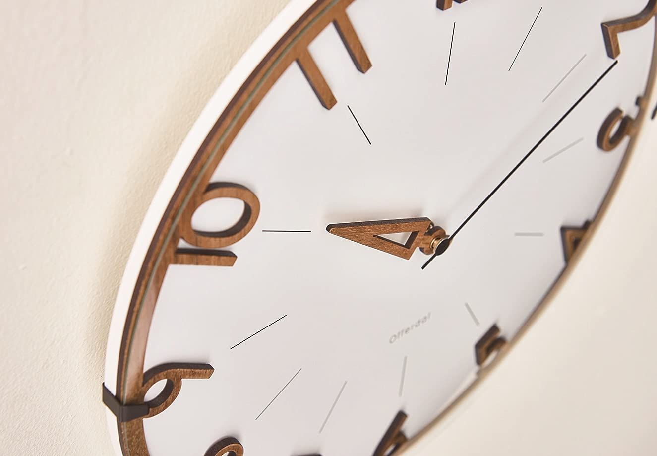 インターフォルム 掛け時計 電波時計 CL-3707 フィッセ ホワイト ライトブラウン 木 直径30㎝×奥行5.5㎝ NEXPOTALLINN_EU
