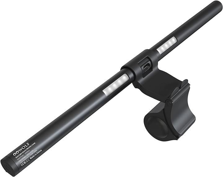 OOWOLF モニターライト バー 41cm 背面ライト付き モニター掛け式 演色性CRI95+ USB 色温度3段階 無段階輝度 昼白色 昼光色 電球色 ブルーライトカット 省スペース 厚さ1-3cmのモニター対応( ブラッ