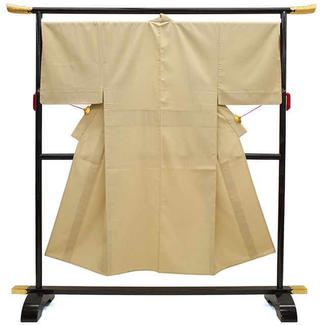 新古品】 男物 塩沢紬 リサイクル 着物 単衣 正絹 絹 コルク色 さが美