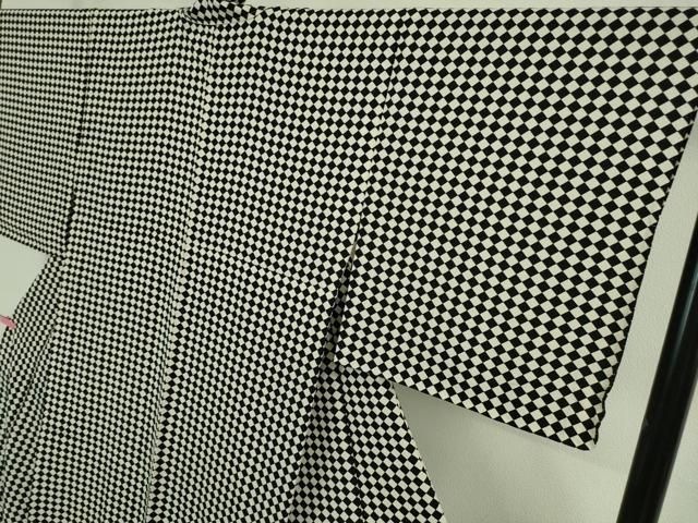 平和屋着物□極上 池田重子コレクション 小紋 単衣 市松菱文 黒×白  