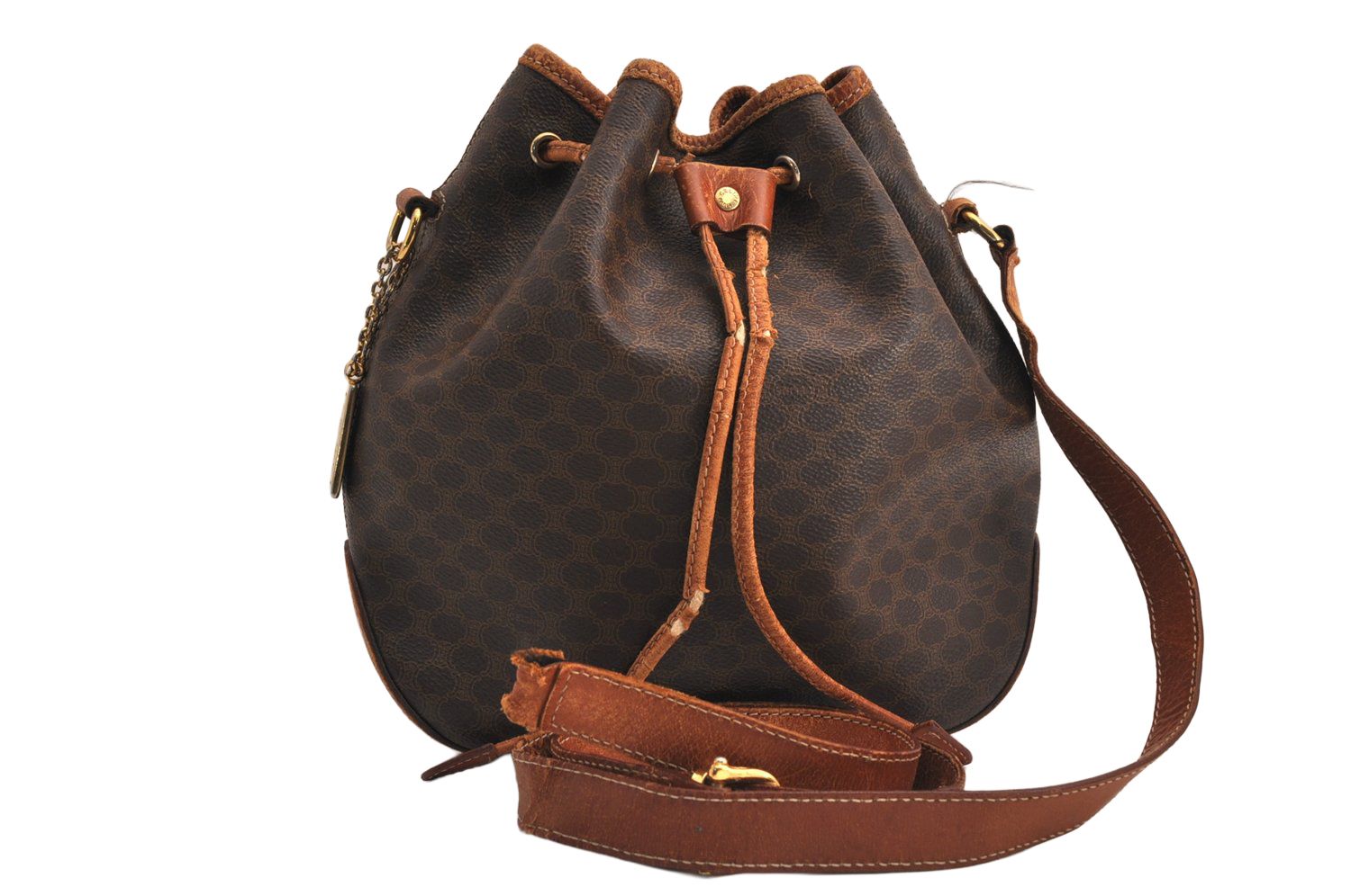 CELINE セリーヌ マカダム ブラゾン ショルダー巾着型バッグ 
