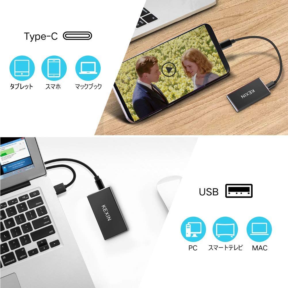 SSK ミニポータブルSSD 超高速外付けソリッドステートドライブ USB