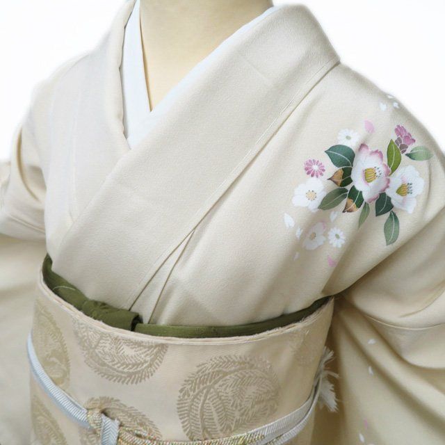 付下げ 付け下げ 訪問着 着物 中古 正絹 袷 フォーマル 花の図