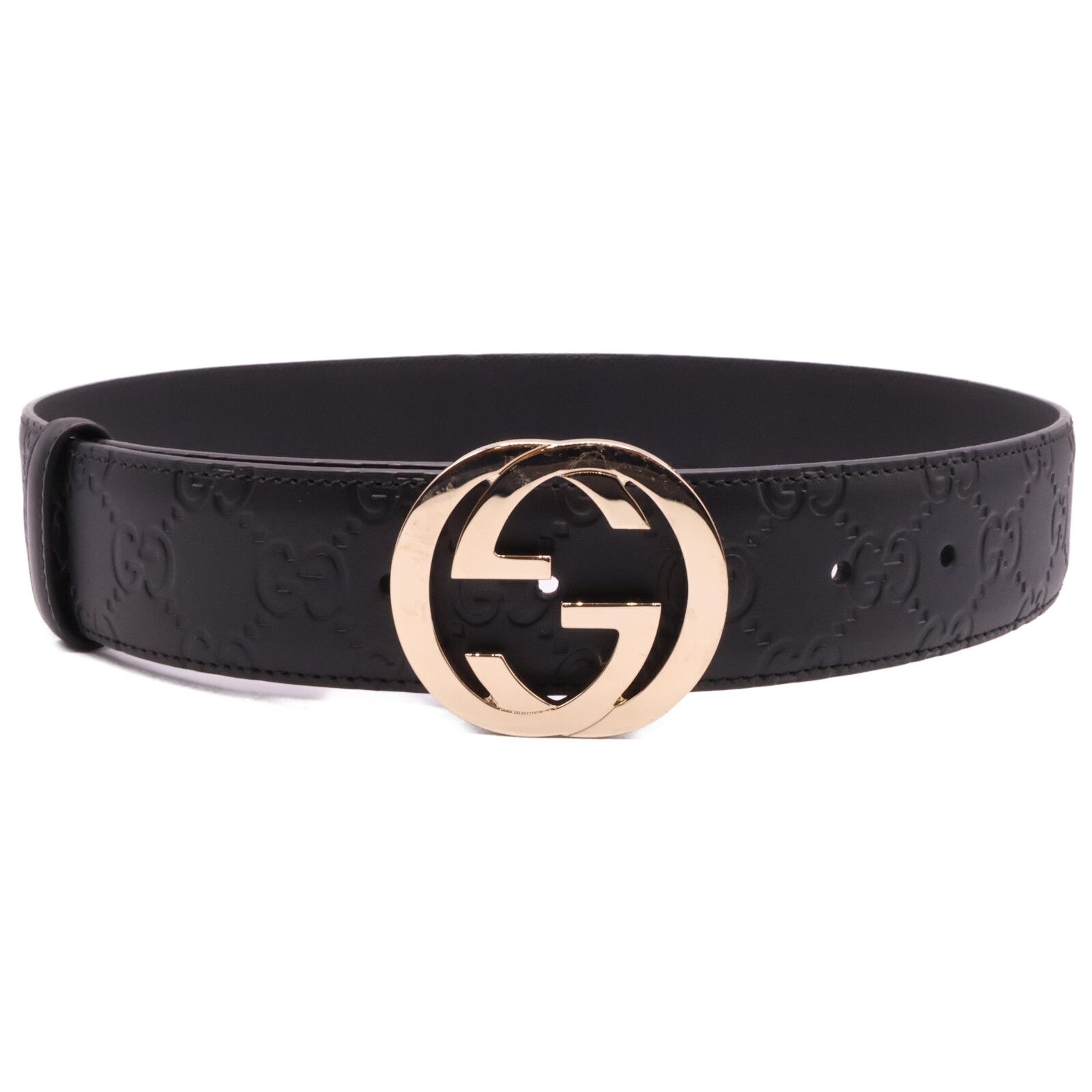 GUCCI グッチ 【美品】370543 インターロッキングG GG シマ レザー 80  