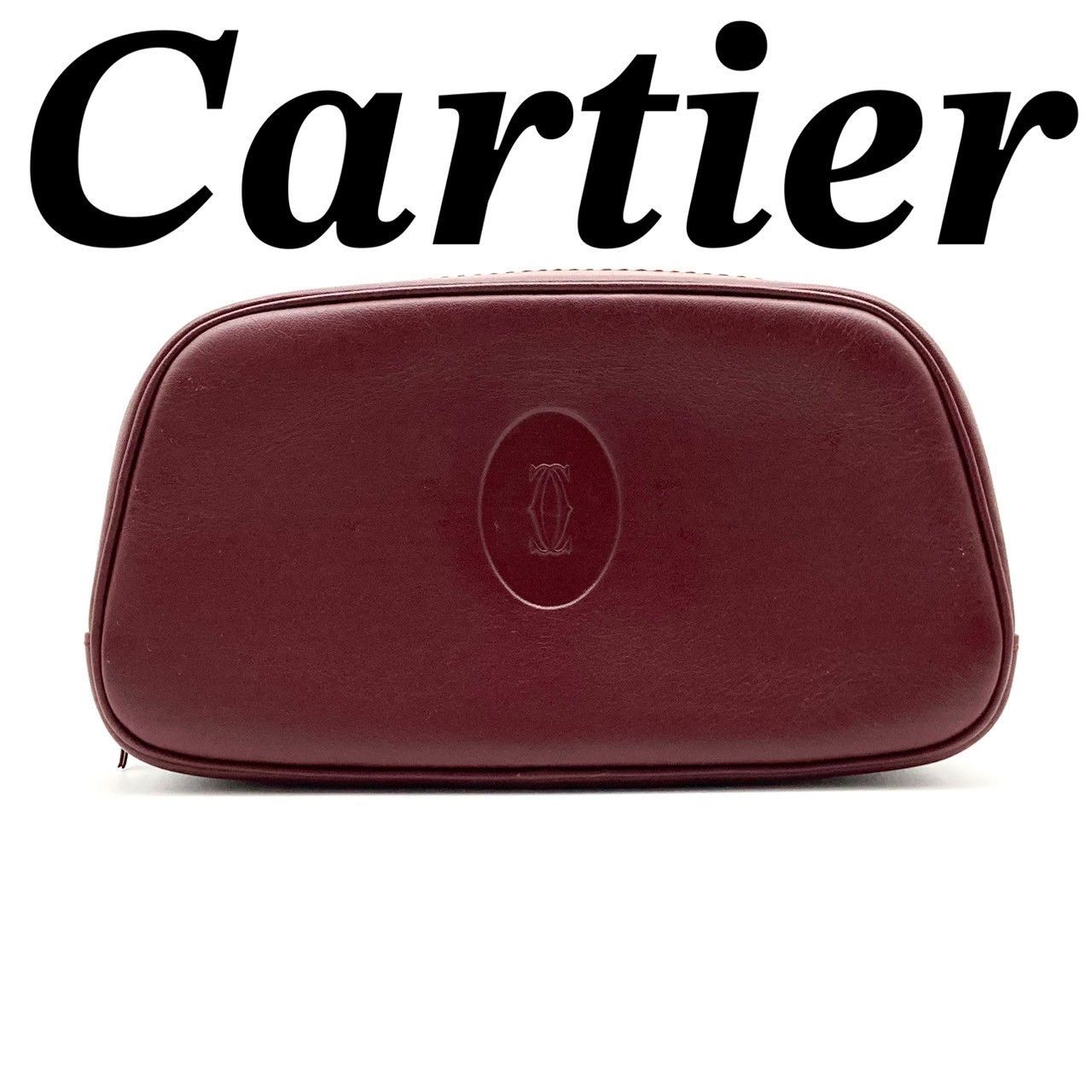 カルティエ マストライン ポーチ 化粧入れ cartier ボルドー カルティエ マストライン ポーチ 化粧ポーチ レザー ボルドー 美