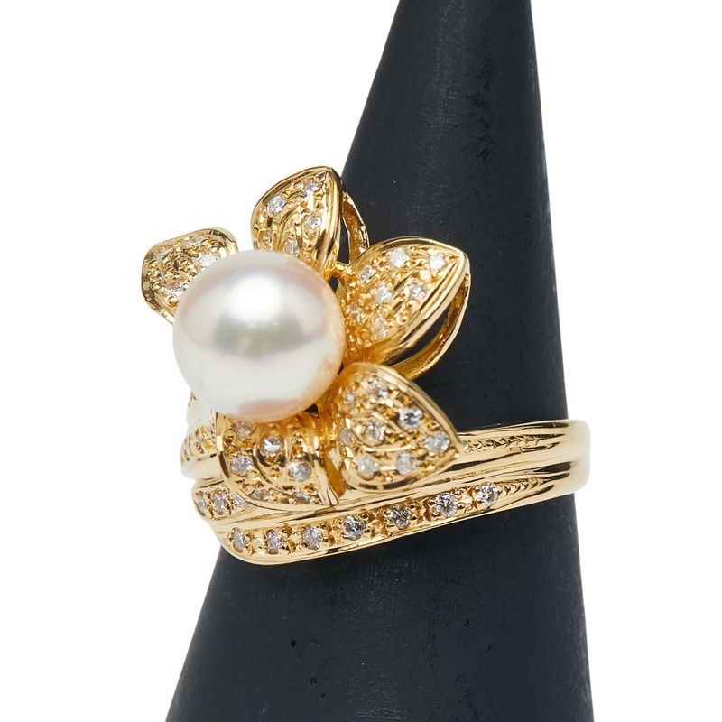 花 フラワー モチーフ K18YG イエローゴールド レディース 1-0235831