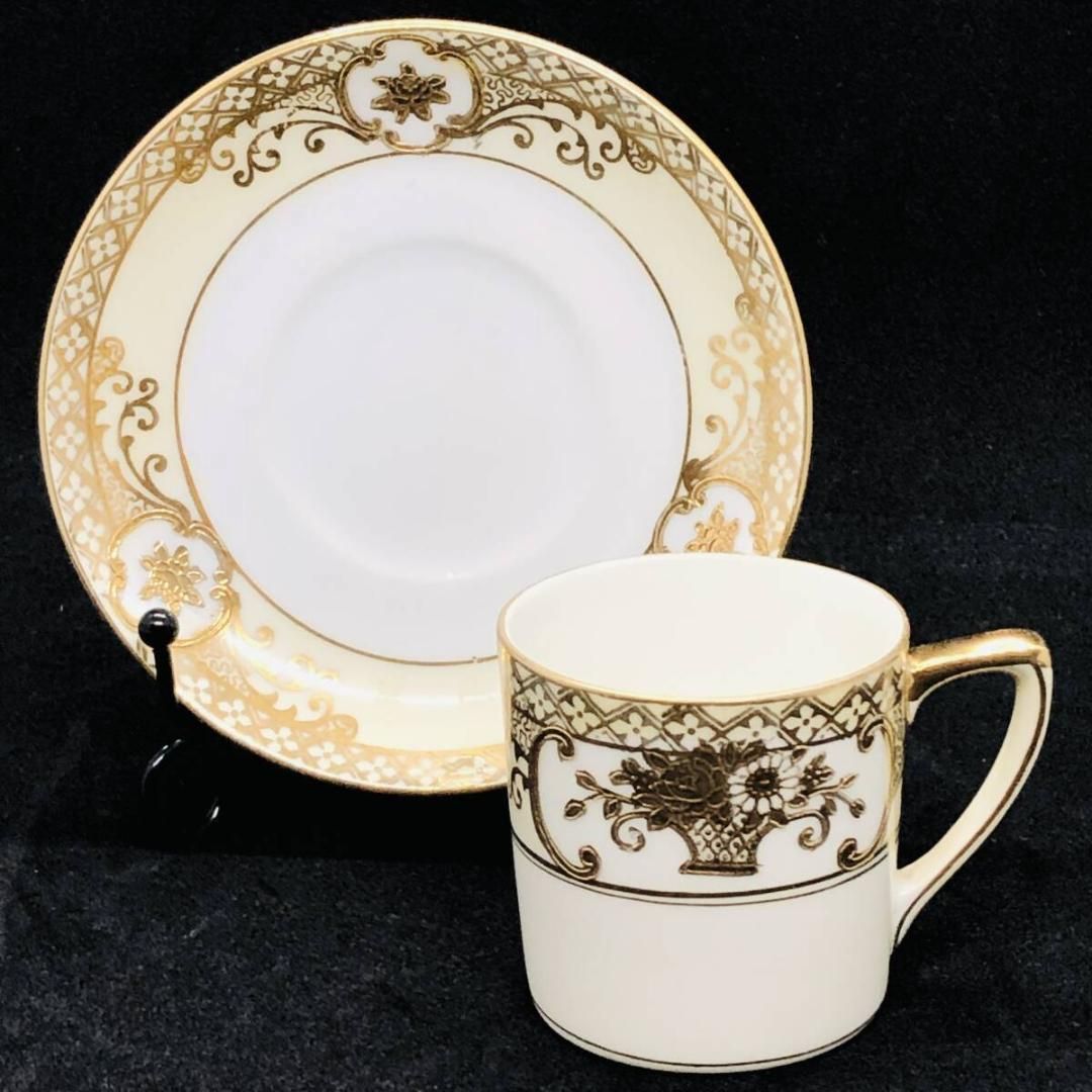 貴重な美品！ オールドノリタケ 金盛上花籠装飾 キャビネットトリオ