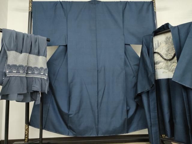 平和屋着物●男性 本場大島紬 アンサンブル 兵児帯セット 100亀甲 総詰め キングサイズ 正絹 AABB0479ck