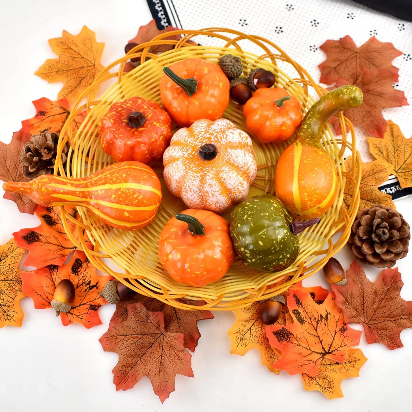 売切注意 Haodeliy ハロウィン かぼちゃ 50PCS ハロウィン飾り ミニ かぼちゃ 偽パンプキン 松ぼっくり どんぐり 紅葉 組み合わせ ハロウィン置物セット ハロウィン|感謝祭|季節飾り|パーティー|店舗|部屋|撮影|小物などに飾り付け オブジ