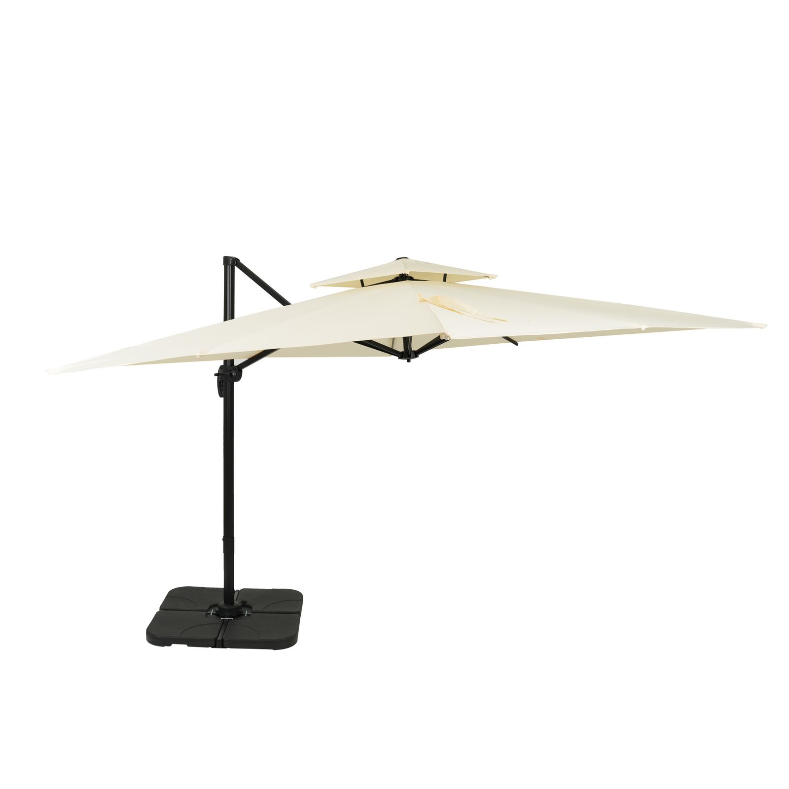 直径300cm 30 UPF紫外線 対策角度調整 2層 アルミ製 ベース付き パラソル ガーデンパラソル 長方形 大型 ビーチパラソル ガーデニング 庭 キャンプ 日傘 家庭での使用 商業利用 海辺 プール 海の家 アイボリー