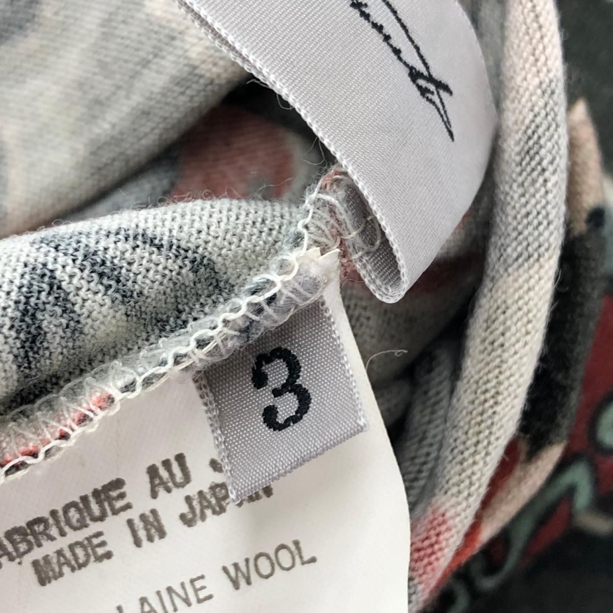 YOHJI YAMAMOTO ヨウジヤマモト  長袖カットソー サイズ:3  カーキ ストレッチ レディース 花柄 ペイズリー柄　240001099933 YOHJI YAMAMOTO ヨウジヤマモト 長袖カットソー サイズ:3 カーキ