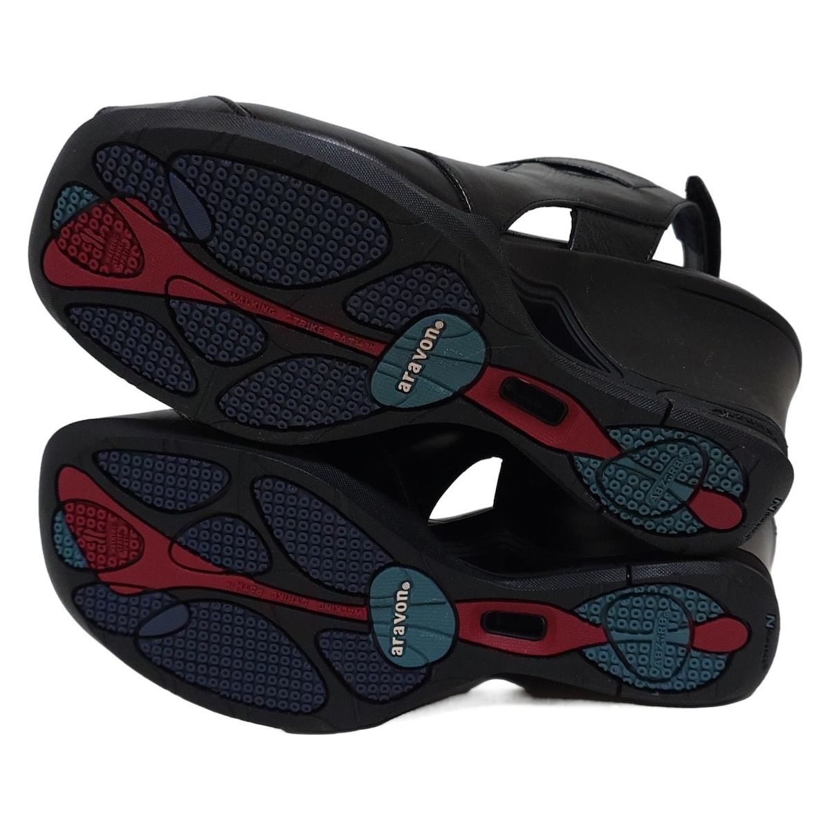 aravon アラヴォン サンダル 24 1|2 レディース - 黒 ウェッジソール レザー KIN-KAAI_COM