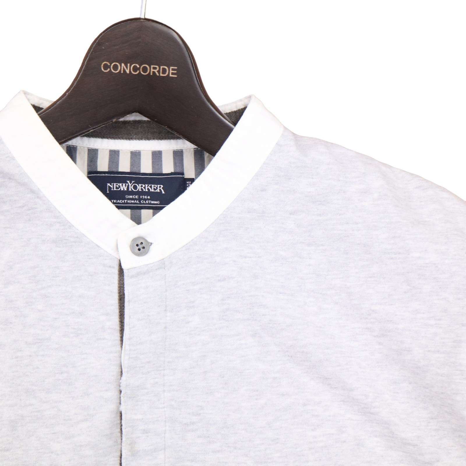 NEWYORKER ニューヨーカー 通年 ロゴ刺繍☆ バンドカラー 長袖 ストレッチ ポロシャツ Sz.XL メンズ グレー 大きいサイズ - メルカリ, image size:1600x1600