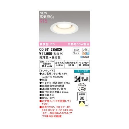 【新品・7営業日以内発送】オーデリック ODELIC OD361235BCR ランプ別梱包【沖縄離島販売】