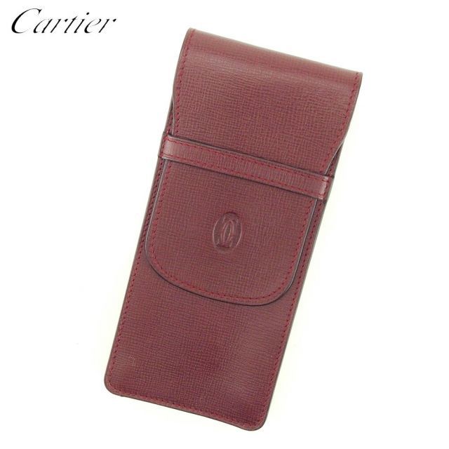カルティエ ペンケース 眼鏡ケース マストライン ボルドー レザー