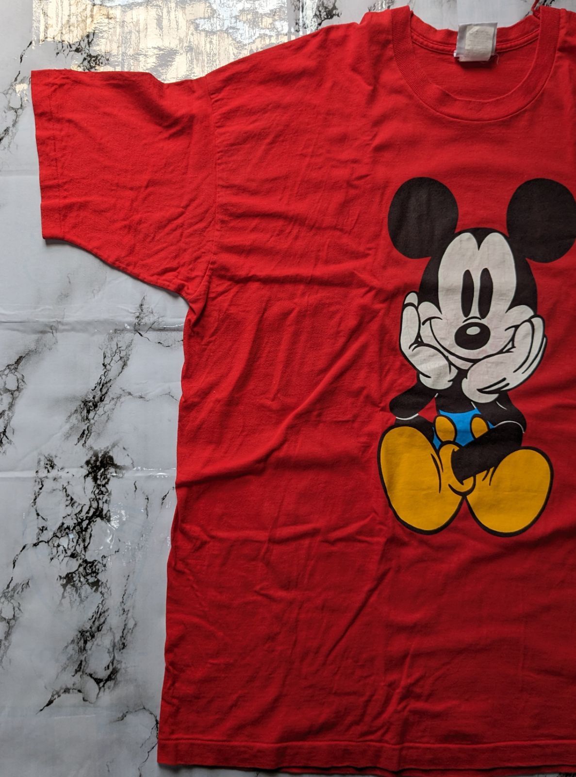 90S ディズニー 青パンミッキー お座りミッキー tシャツ