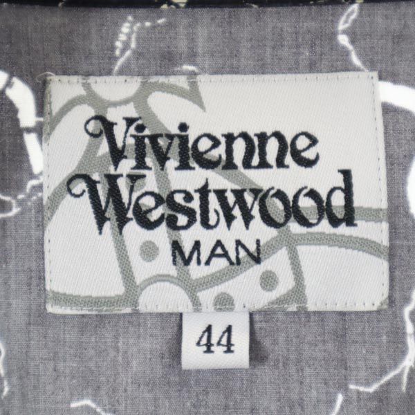 ヴィヴィアンウエストウッド 変形 ラップ 総柄 長袖 シャツ 44 黒 Vivienne Westwood メンズ   【221109】