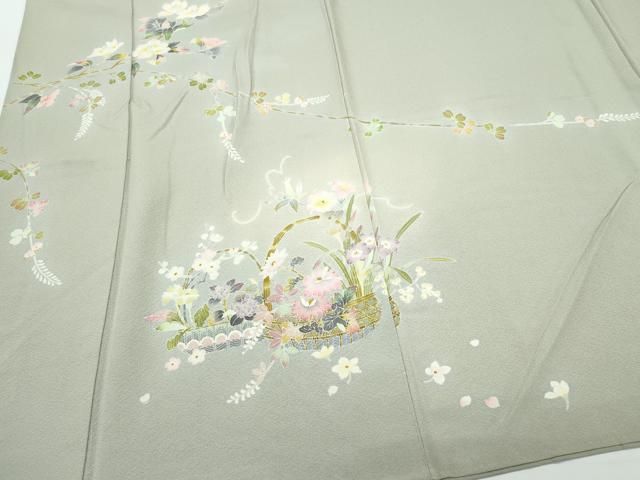 平和屋着物○京加賀友禅 百貫石峰 訪問着 花籠文 暈し染め 正絹 逸品  