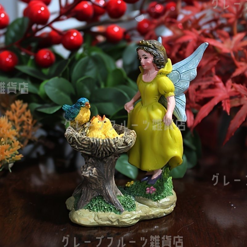 妖精 ガ―デニング 置物 イギリス製 二体 繊細な彫り 貴重品