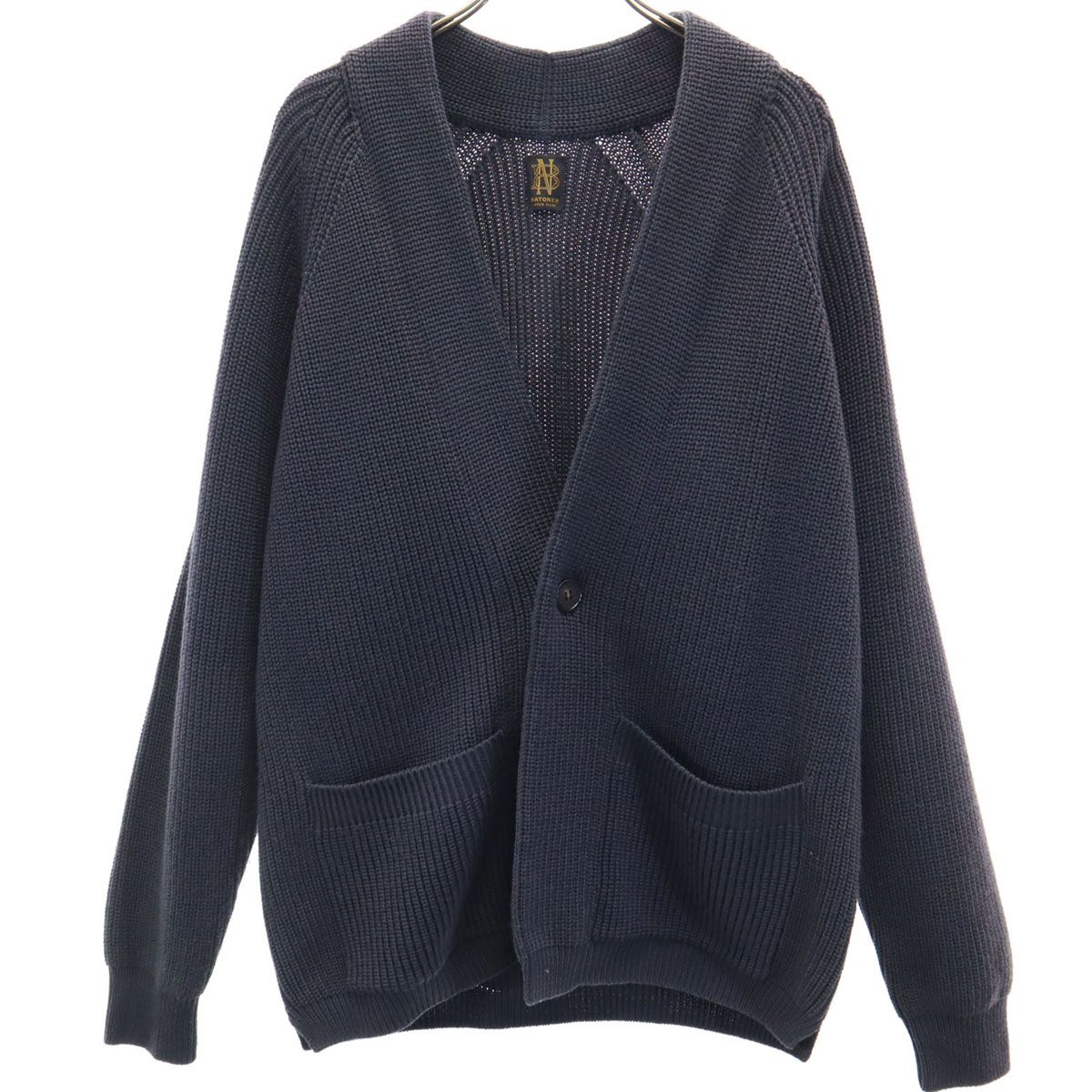 BATONER バトナー 日本製 ウール 長袖 ニットカーディガン 1 グレー 厚手 メンズ 古着