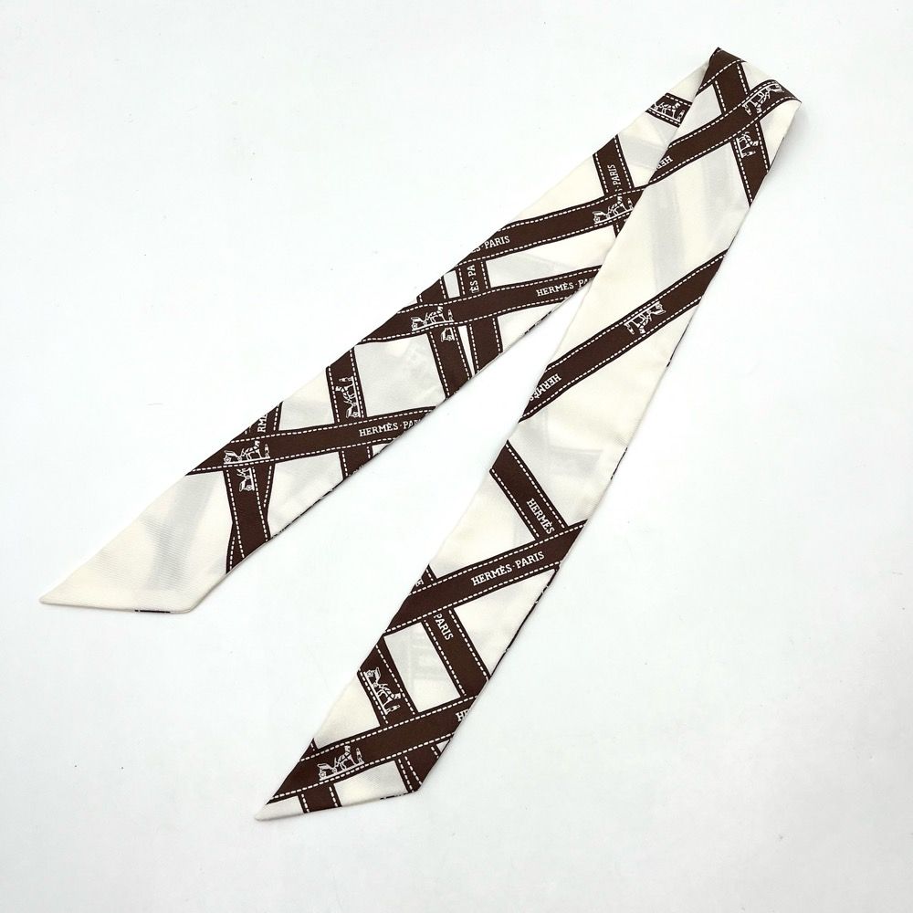 美品 エルメス ツイリー スカーフ シルク カレイドスコープ 茶