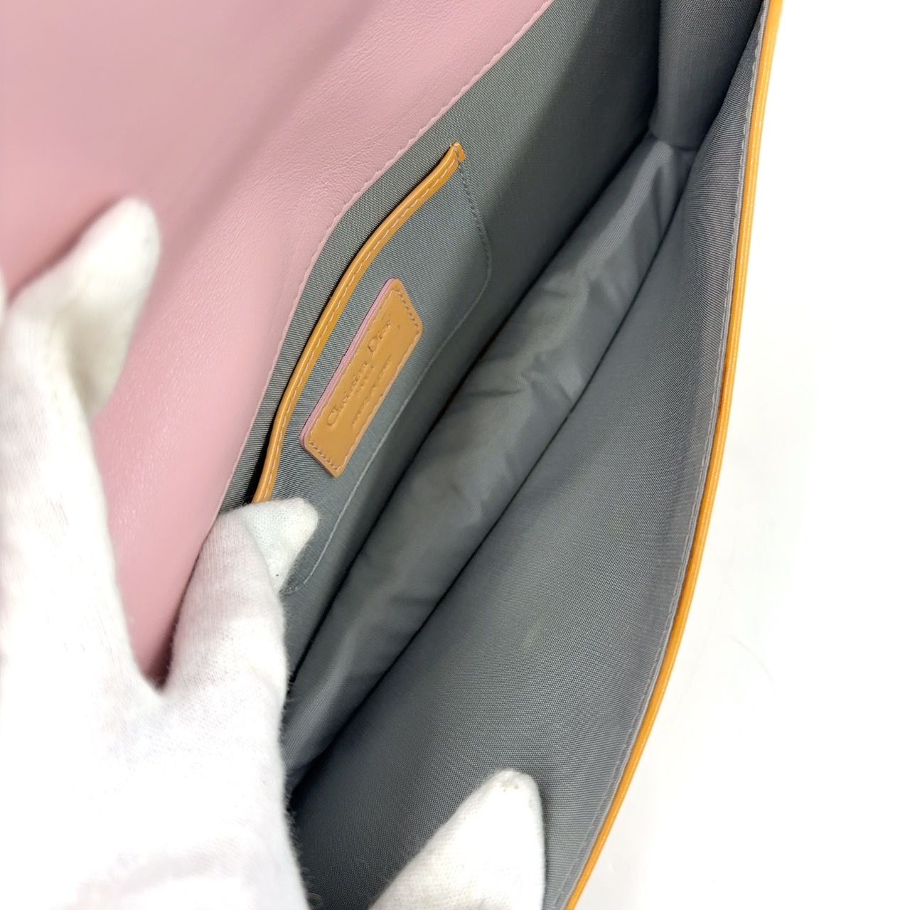 Christian Dior カナージュ 2way エナメルレザー イエロー ボディバッグ シルバー DECORATOM_COM_BR