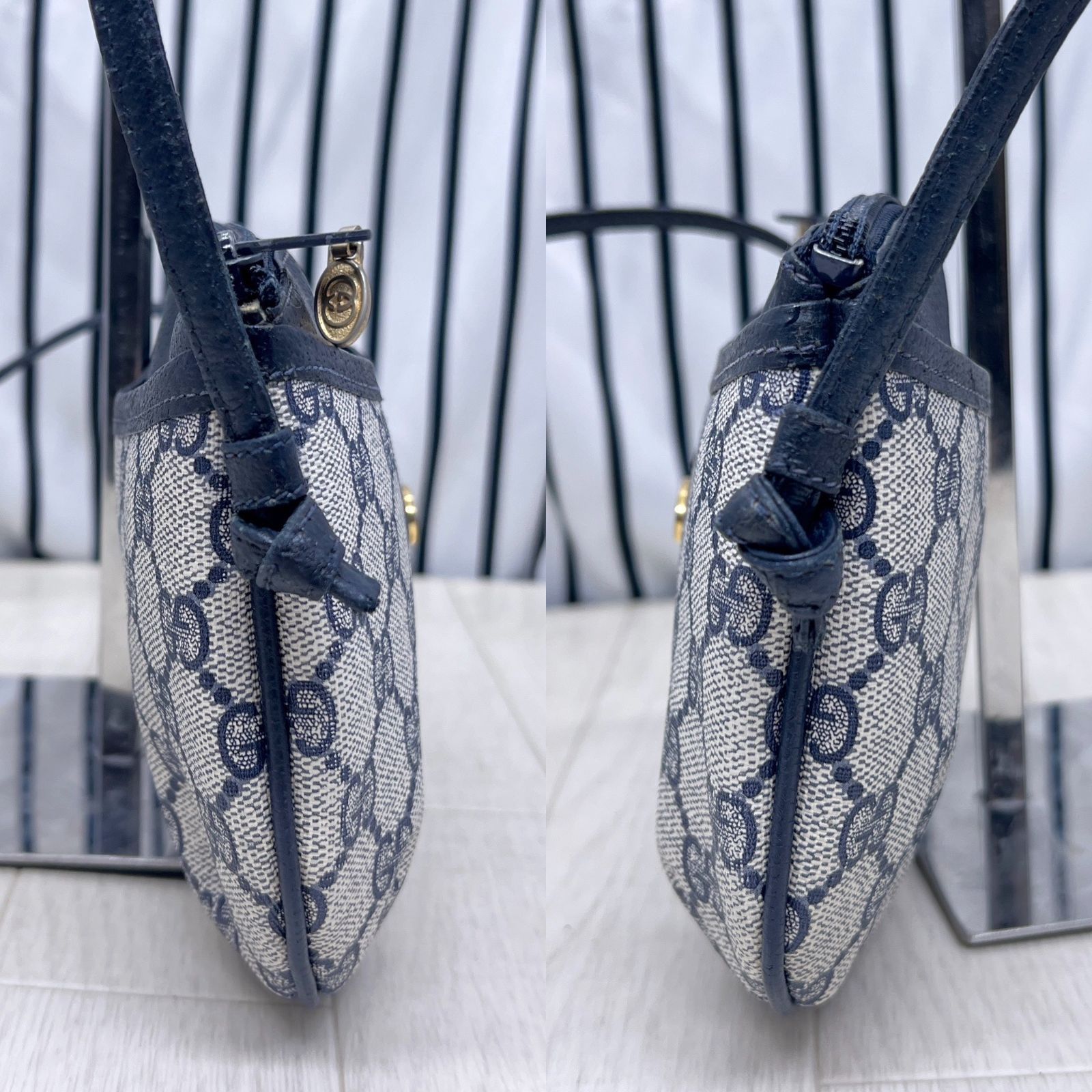 【美品】GUCCI×オールドグッチ斜めがけPVCシェリーラインショルダーバッグ 美品】GUCCI×オールドグッチ斜めがけPVCシェリーライン