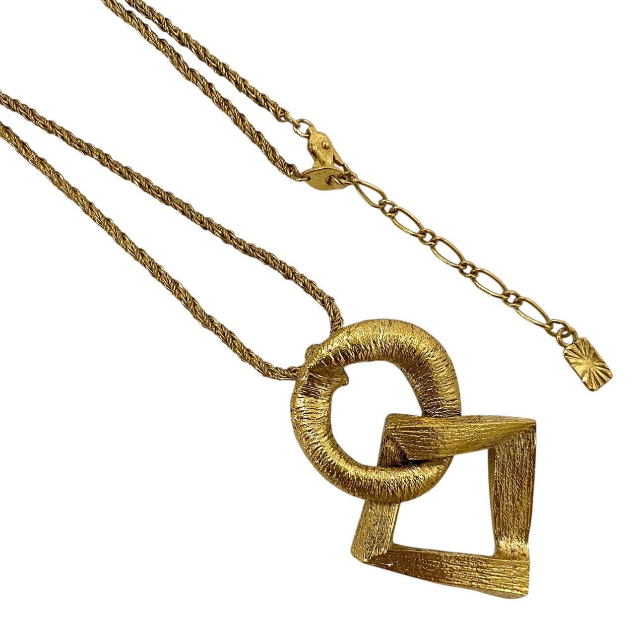 美品 イヴサンローラン 大ぶり ネックレス サークル スクエア ゴールド YVES SAINT LAURENT】ネックレス ゴールド/金カラー サークル