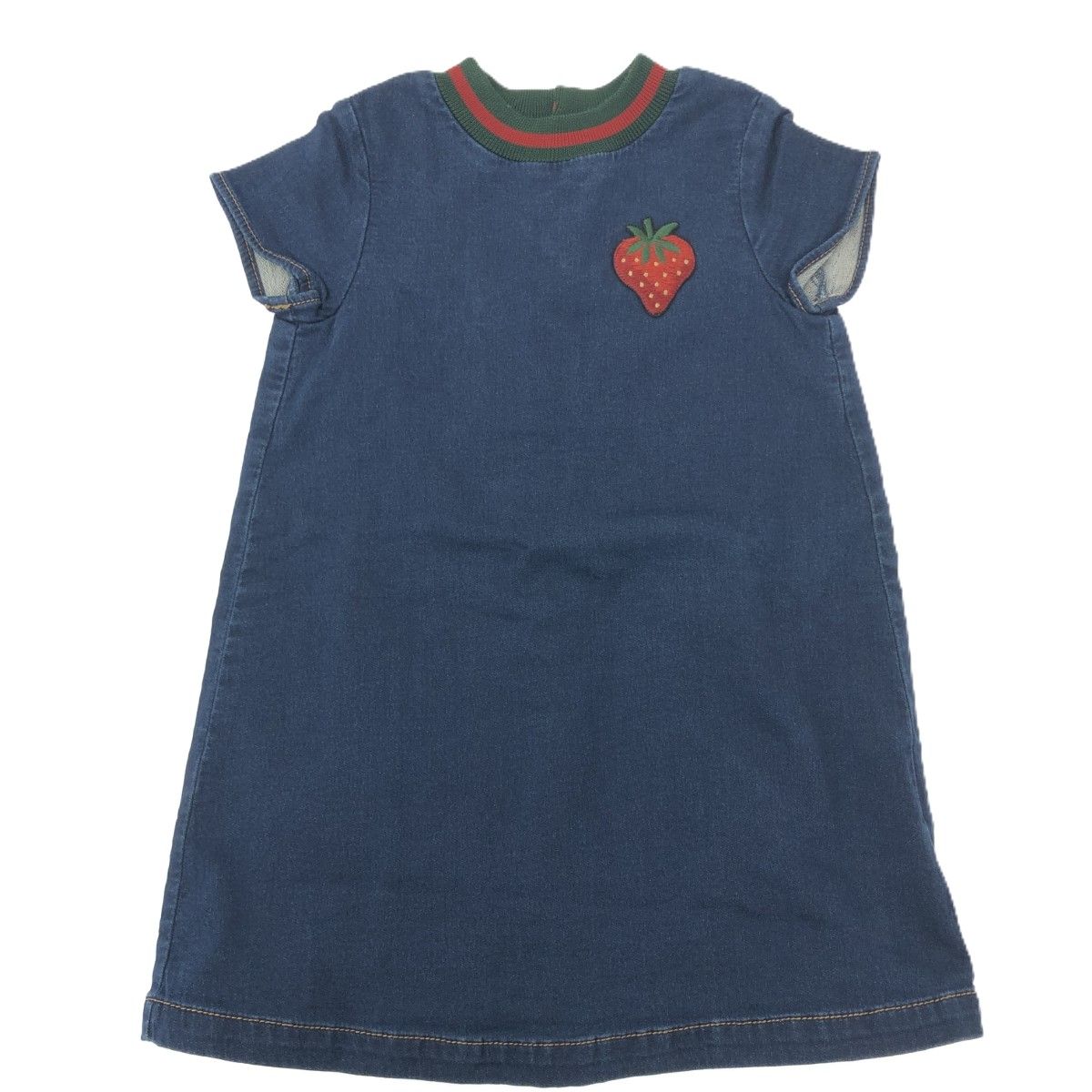 グッチ　ワンピース　5y GUCCI グッチ いちご刺繍 ストロベリー 半袖デニム ワンピース