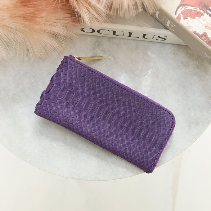 安い 【パイソンL字長財布/全11色】ダイヤモンドパイソンレザーの