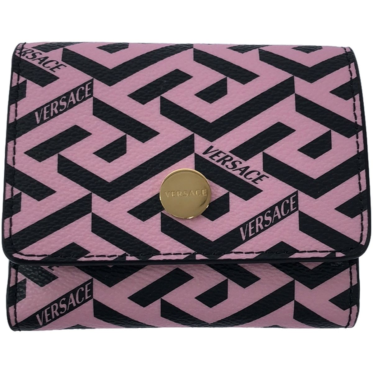 VERSACE ヴェルサーチ ラ グレカ コンパクトレザーウォレット 三つ折り 