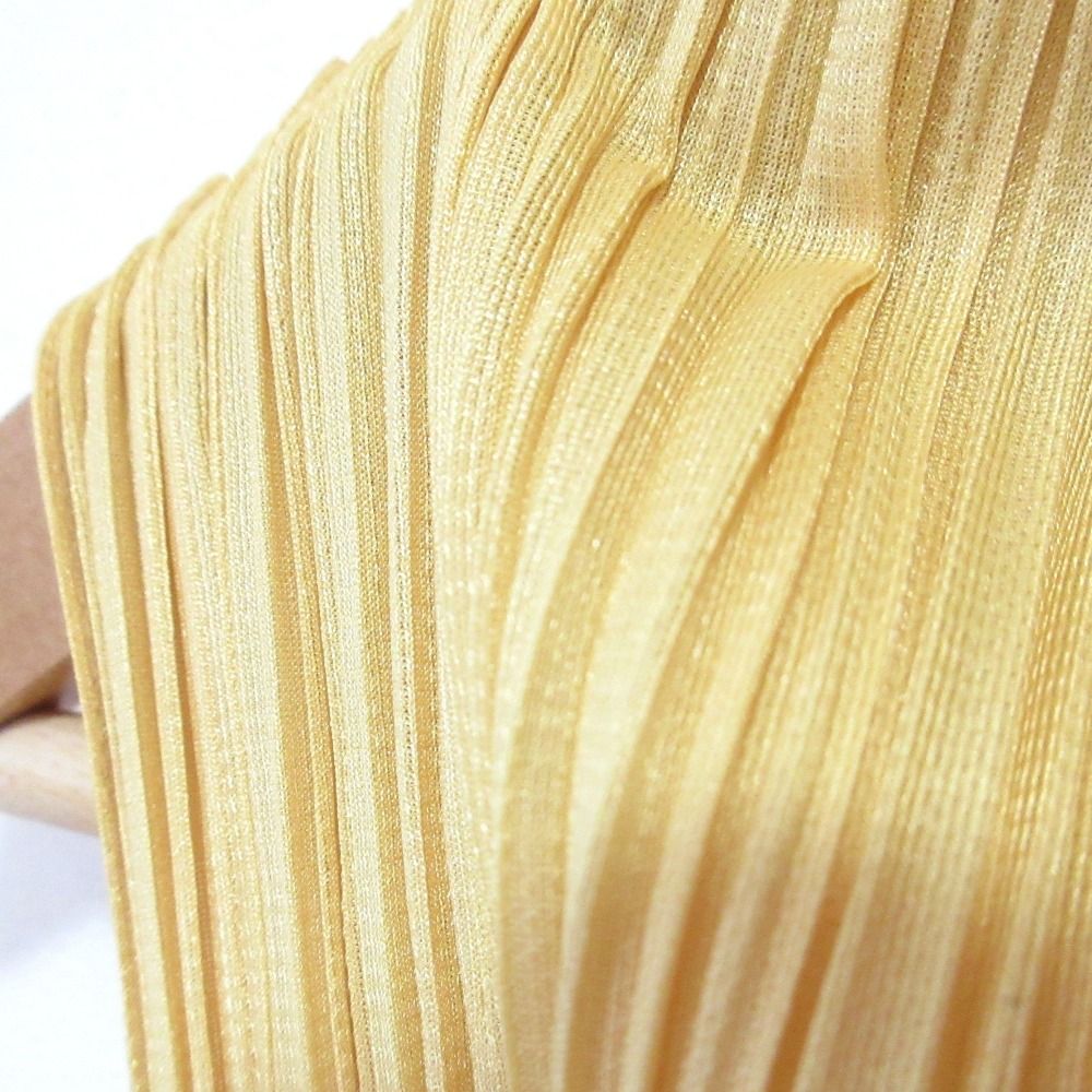 PLEATS PLEASE ISEEY MIYAKE プリーツプリーズ イッセイミヤケ ハイネックノースリーブカットソー PP41-JK141 サイズ3 イエロー レディース 古着 WWW_MORNINGWALKER_COM