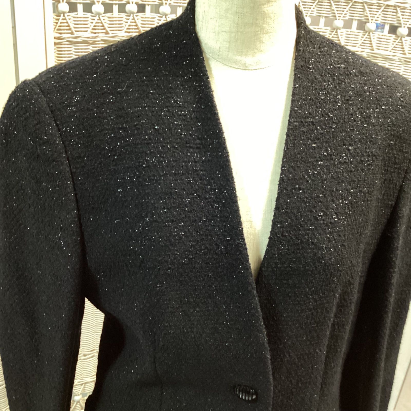 エスカーダ ESCADA ブルーフォックスファー付き スーツ セットアップ