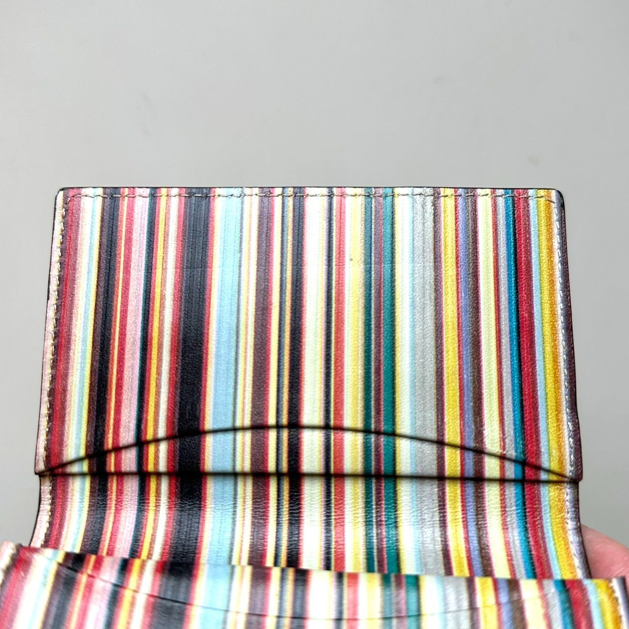 ポールスミス Paul Smith 名刺入れ マルチストライプ ダークブラウン