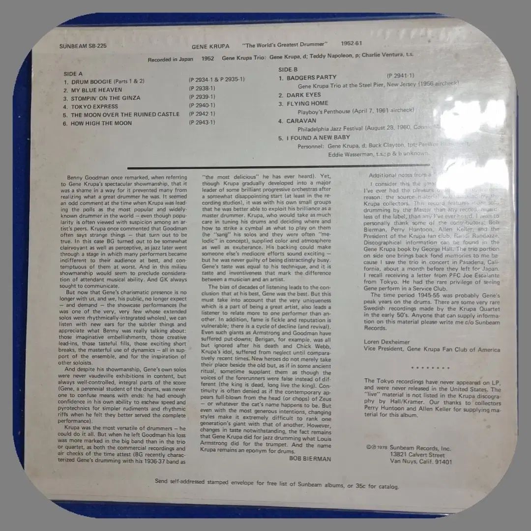 GENE KRUPA LP ジャズ ドラム 78 米国初版