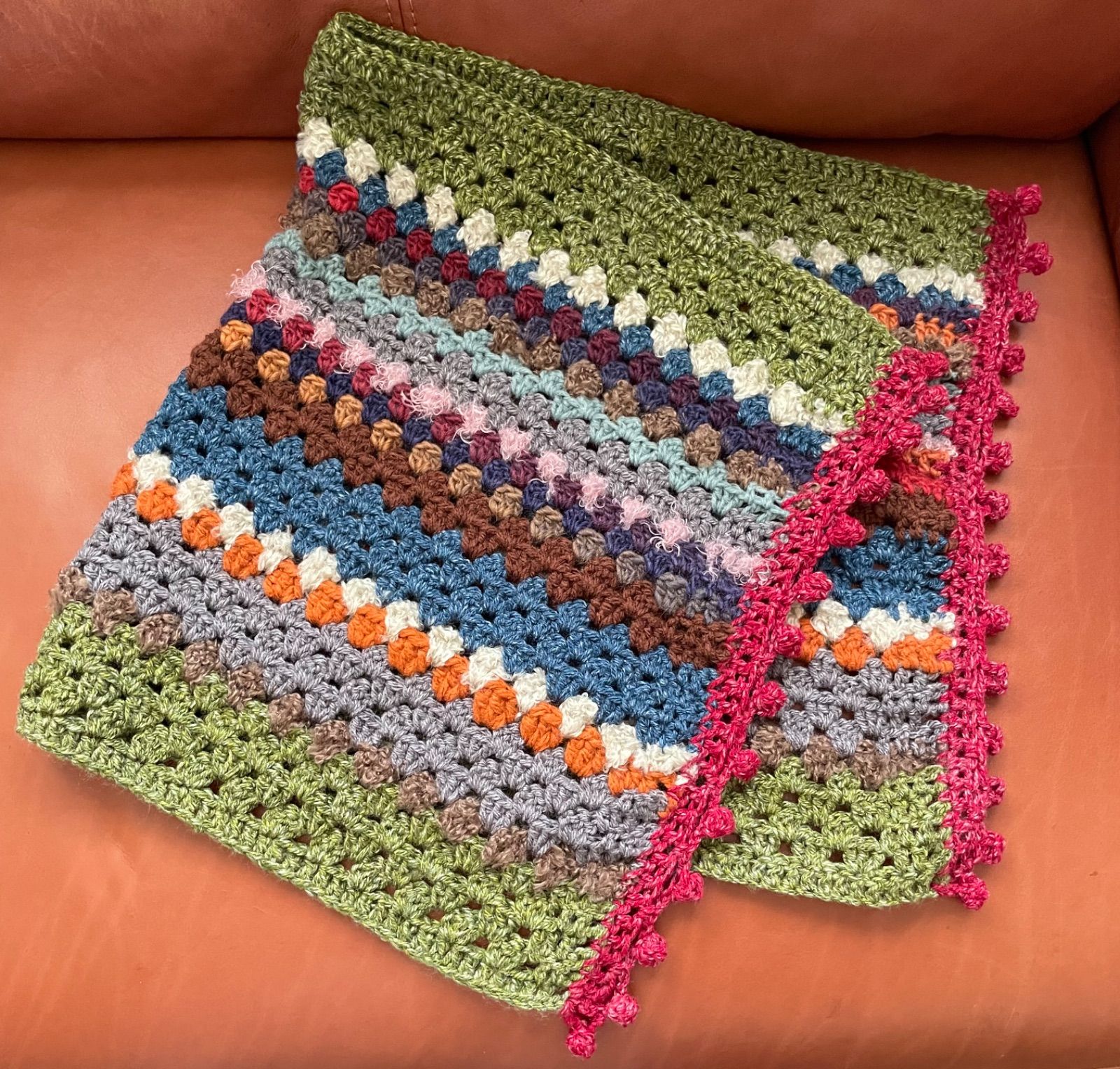 かぎ針編み ひざ掛け ブランケット マルチカバー レトロ カラフル