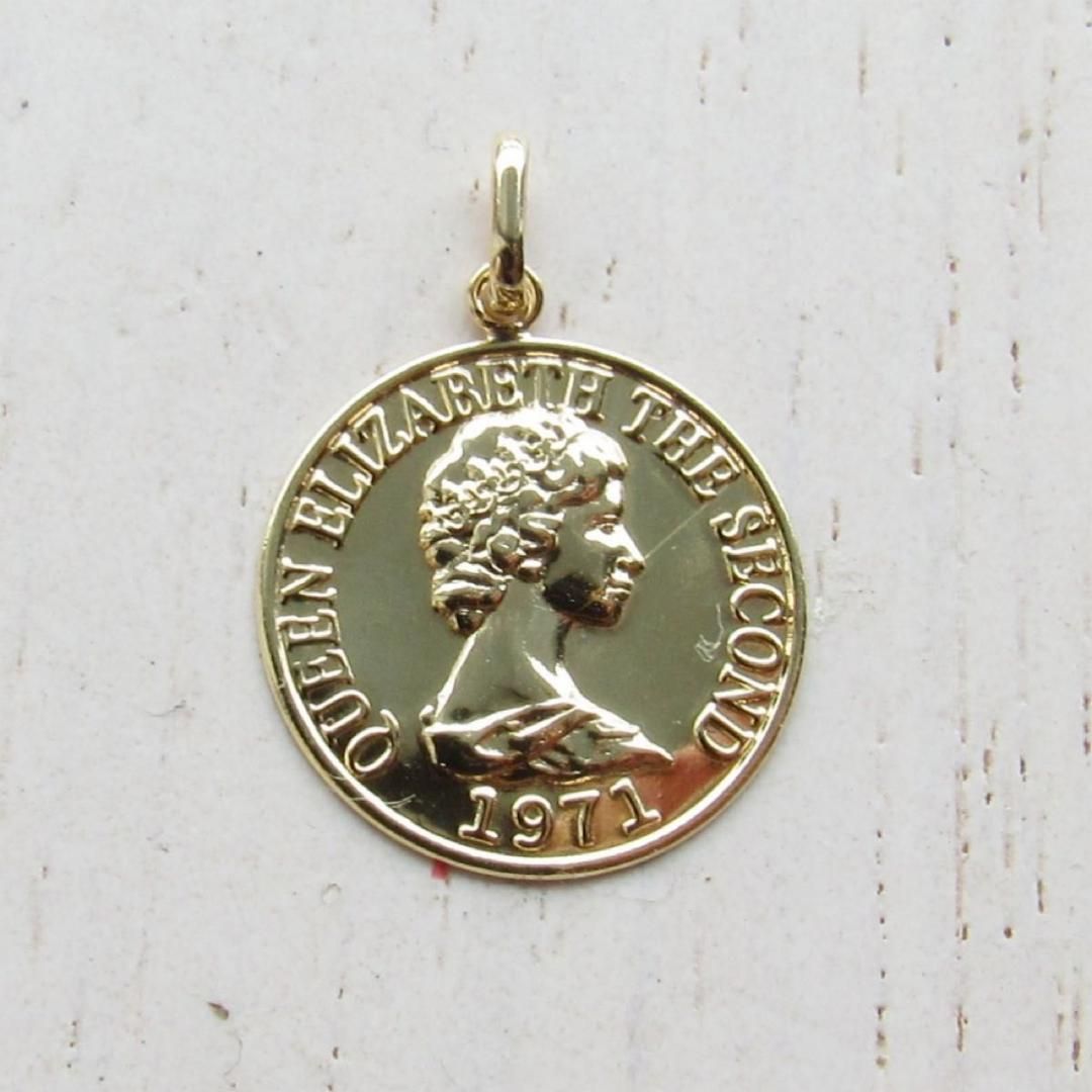 K18 18K コイン トップ ネックレス ゴールド エリザベス 刻印 新品 新品 K18 18K コイン トップ ネックレス ゴールド エリザベス